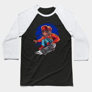 Monkey Skater Skateboard Skateboarding Monkeys Baseball T-Shirt